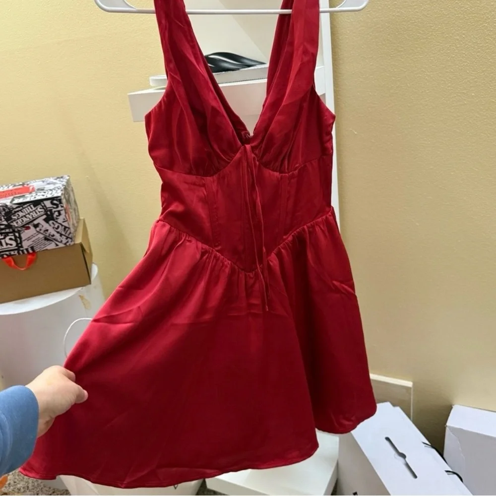 Francesca's Collections Red High-Low Dress - Picture 2 of 10